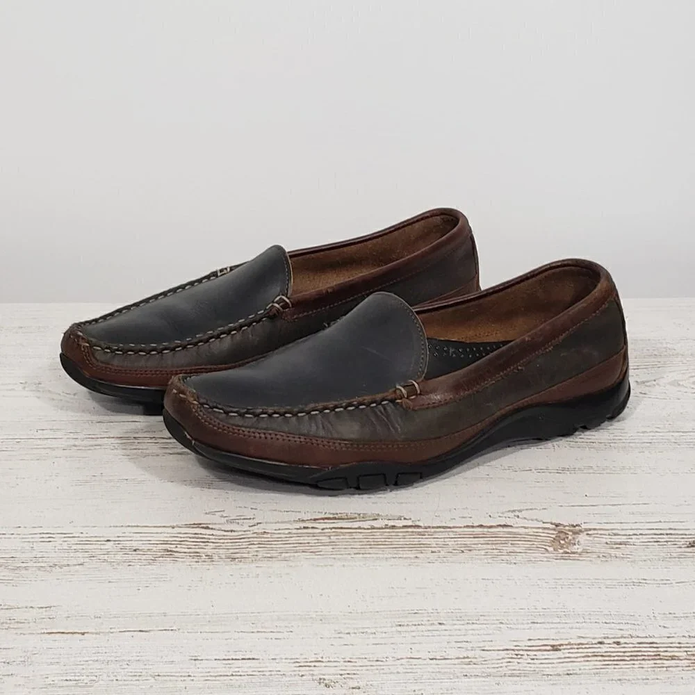 Allen Edmonds  Boulder  Brown Black Two Toned Leather Men's Loafer  Size 10E
